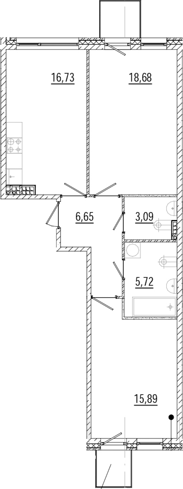 2-комнатная квартира 67.8 м², 5/8 эт., ЖК «Мануфактура James Beck»